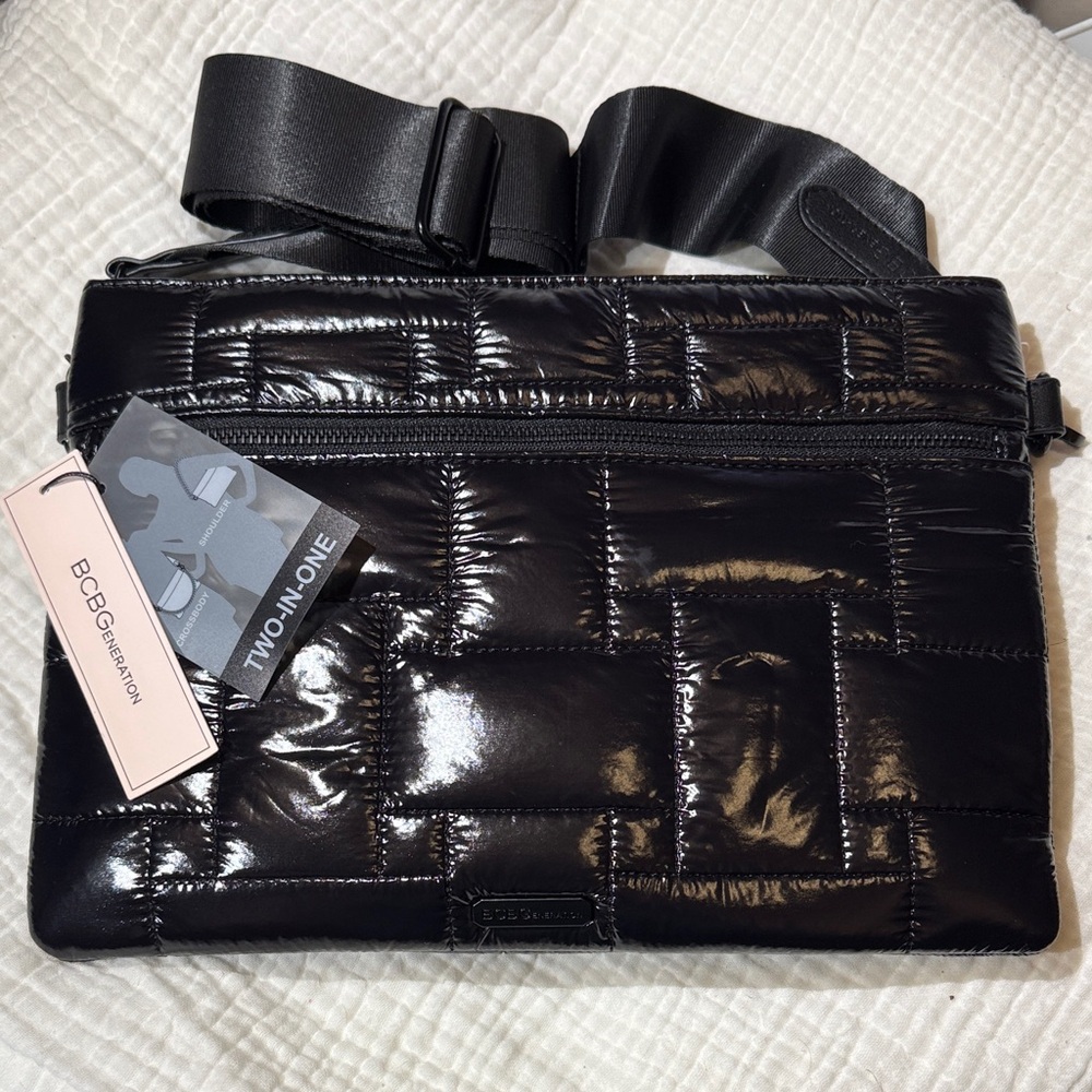 BCBGeneration Men's Shiny Black Belt Bag